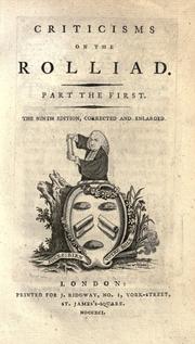 Cover of: Criticisms on The Rolliad: part the first-second.