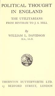 Political thought in England by William Leslie Davidson