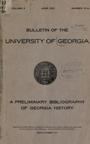 Cover of: A preliminary bibliography of Georgia history