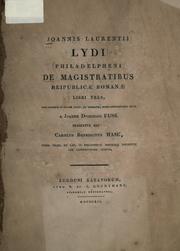Cover of: De magistratibus reipublic℗æ roman℗æ libri tres by Johannes Laurentius Lydus