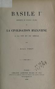 Cover of: Basile Ier, empereur de Byzance (867-886) by Albert Vogt