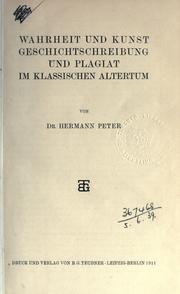 Cover of: Wahrheit und Kunst, Geschichtschreibung und Plagiat im klassischen Altertum