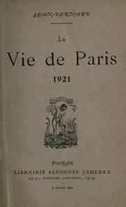 Cover of: vie de Paris, 1921.