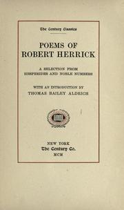 Cover of: Poems of Robert Herrick: a selection from Hesperides and Noble numbers