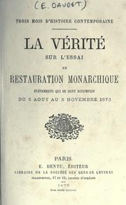 Cover of: La vérité sur l'essai de restauration monarchique by 
