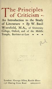 Cover of: The principles of criticism: an introduction to the study of literature.