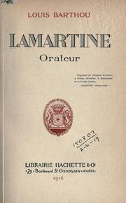Cover of: Lamartine, orateur. by Louis Barthou
