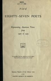 Cover of: A list of eighty-seven poets representing American verse from 1900 to 1919