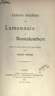 Cover of: Lettres in©Øedites de Lamennais ©Ła Montalembert. by Félicité Robert de Lamennais