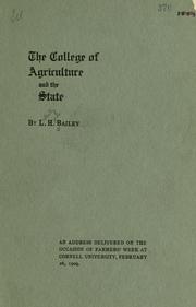 Cover of: The college of agriculture and the state.