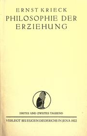 Cover of: Philosophie der Erziehung. --.