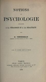 Cover of: Notions de psychologie appliquees a la pedagogie et la didactique. --.