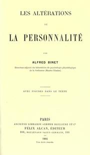 Cover of: Les alterations de la personalite. by Alfred Binet