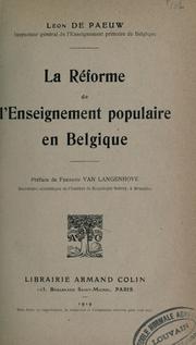 Cover of: La reforme de l'enseignement populaire en Belgique. --. by Leon de Paeuw