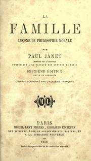 Cover of: La famille: lecons de philosophie morale.