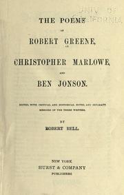 Cover of: poems of Robert Greene, Christopher Marlowe, and Ben Johnson.