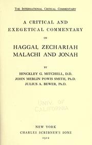 Cover of: A critical and exegetical commentary on Haggai, Zechariah, Malachi and Jonah by Hinckley Gilbert Thomas Mitchell
