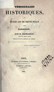 Cover of: T©Øemoignages historiques by Pierre Marie Desmarest
