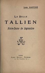 Cover of: belle Tallien: Notre-Dame de Septembre