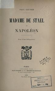 Cover of: Madame de Sta©·el et Napol©Øeon