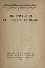 Cover of: The epistle of St. Clement of Rome.
