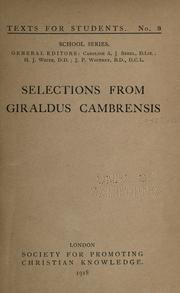 Cover of: Selections from Giraldus Cambrensis.