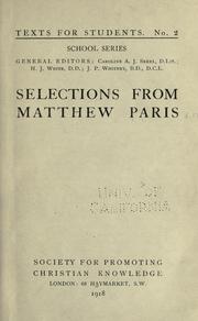 Cover of: Selections from Matthew Paris by Paris, Matthew