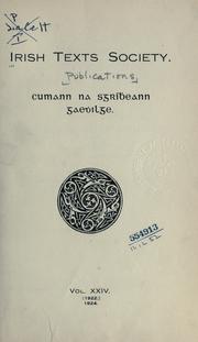 Cover of: [Publications] by Irish Texts Society