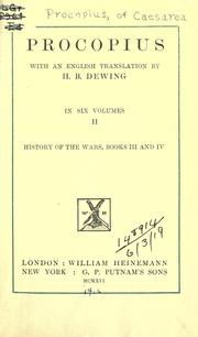 Cover of: Procopius, with an English translation by H.B. Dewing by Procopius