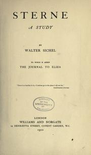 Cover of: Sterne: a study: to which is added The journal to Eliza