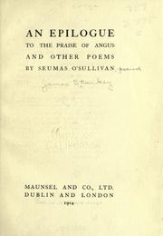 Cover of: An epilogue to The praise of Angus, and other poems