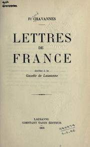 Cover of: Lettres de France by Chavannes, Fernand