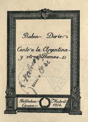 Cover of: Canto a la Argentina y otros Poemas by Dar©Øio, Rub©Øen