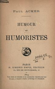 Cover of: Humour et humoristes. by Acker, Paul