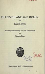 Cover of: Deutschland und Polen.: Berechtigte ©·Ubersetzung aus dem Schwedischen von Friedrich Stie