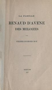 Cover of: famille Renaud d'Av©Łene des M©Øeloize