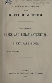 Synopsis of the contents of the British Museum by British Museum. Department of Greek and Roman Antiquities.