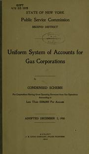 Cover of: Uniform system of accounts prescribed for gas corporations. by New York (State). Public Service Commission. 2d District., New York (State). Public Service Commission. 2d District.