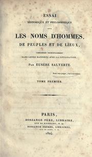 Cover of: Essai historique et philosophique sur les noms d'hommes, de peuples, et de lieux, consid©Øer©Øes principalement dans leurs rapports avec la civilisatio