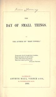 Cover of: The day of small things by Anne Manning