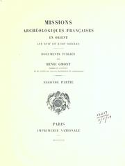 Cover of: Missions arch©Øeologiques fran©ʻcaises en Orient aux 17e et 18e si©Łecl