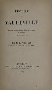 Cover of: Histoire du vaudeville by E. Prioleau