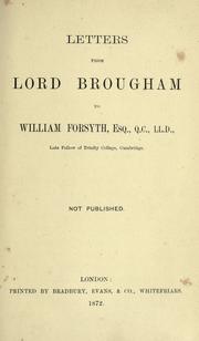 Cover of: Letters from Lord Brougham to William Forsyth.