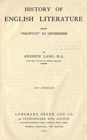 Cover of: History of English literature by Andrew Lang