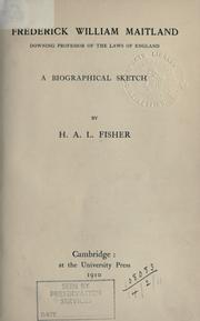 Cover of: Frederick William Maitland