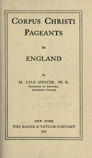Cover of: Corpus Christi pageants in England. by M. Lyle Spencer