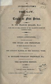 Cover of: An introduction to the law relative to Trials at Nisi Prius by Francis Buller