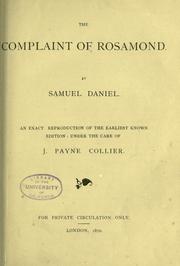 Cover of: The complaint of Rosamond. by Daniel, Samuel
