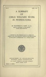 Cover of: Summary of child welfare work in Pennsylvania.