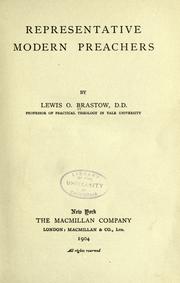 Cover of: Representative modern preachers by by Lewis O. Brastow.
